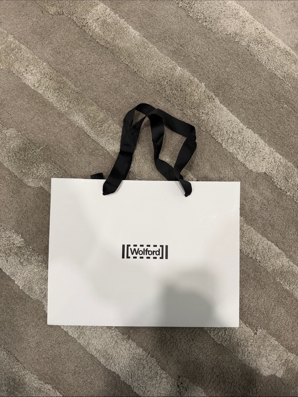 Wolford Black-and-White Glossy Gift Bag with Ribbon Handles